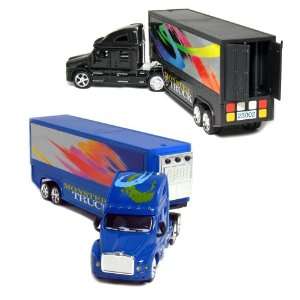   Truck Big Rig Hauler with Sounds Effect, Black and Blue.: Toys & Games