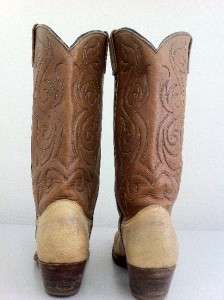 Dan Post Leather Womens Cowboy Boots Size 8 1/2 C Tan/Brown/Yellow 