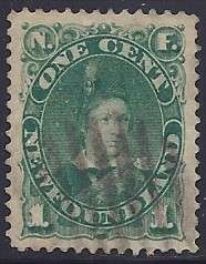 W145 1887 1c Dp Green Edward VII as Prince of Wales Newfoundland Stamp 