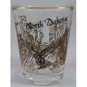  Dakota Wilderness Deer & Wolf w/Gold Rim Shot Glass