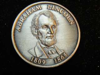   Lincoln Large Beautiful Token  1809 and 1865   16th President  