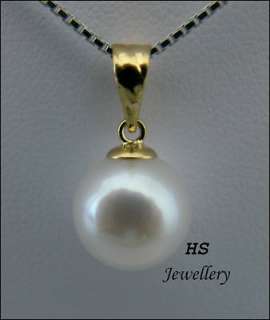 HS ROUND SOUTH SEA CULTURED PEARL 9.6mm PENDANT AAA GRADING 18KYG ~HS 