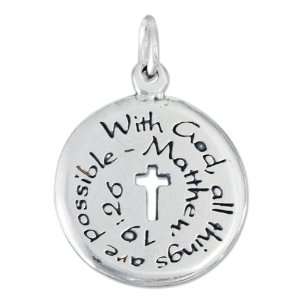    Sterling Silver With God All Things Are Possible Charm. Jewelry