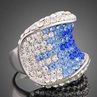   Ladys Swarovski crystal & 18k gold GP big finger ring 1793  