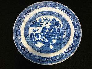 RIDGWAY BLUE WILLOW WARE SEMI CHINA PLATE   c. 1832  