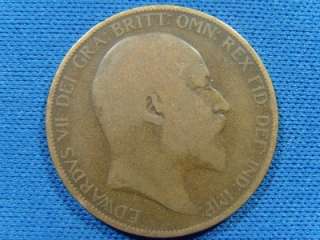 1906 ONE PENNY KING EDWARD VII BRITISH COIN LOWER GRADE  