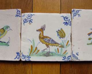 Early Dutch Delft Tile Bird Circa 1625 Polychrome  