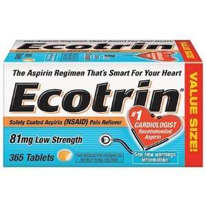 Ecotrin Safety Coated Enteric Aspirin, 81 mg Low Strength Tablets 365 