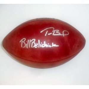 Tom Brady Autographed Football   Bill Belichick & Model   Autographed 