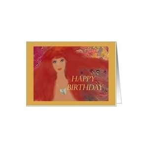  Red haired beauty happy birthday Card Health & Personal 