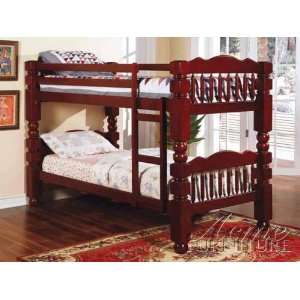  Benji Cherry Twin Bunk Bed   Acme 2570C: Home & Kitchen