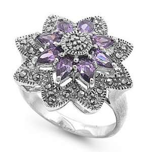  Sterling Silver Antique Inspired Marcasite Ring for Women 