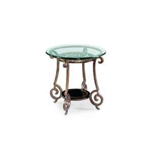 Round End Table w/ Glass Top by Bernhardt   Golden Mottled finish (582 