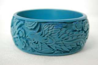 CINNABAR BRACELET Turquoise Dragon Phoenix Resin Bangle  