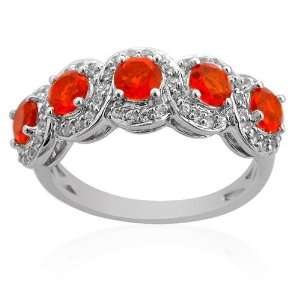  1.29cts Mexican Fire Opal and White Topaz 925 Sterling Silver 