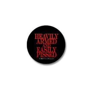  Heavily Armed Humor Mini Button by CafePress: Patio, Lawn 