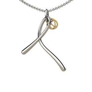   14K Gold Script Initial T Pendant with chain Franco Vincente Jewelry