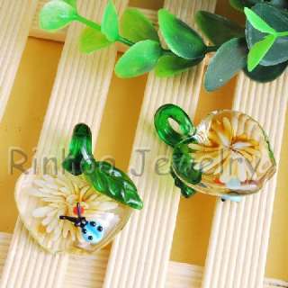 6PCS Heart Beetle Flower Glass 26*35MM Craft Pendants  
