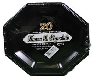 20ct Plastic Octagon Black 7 Plates Wedding Party 0025911200110 