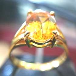 Solitaire 3.60 carats Citrine Ring 21k Solid Y/Gold.  