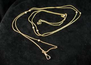 Vintage Lariat Gold Necklace with Seed Pearls 48 LONG (4 FEET) So 