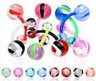 SET 0F 8 UV MARBLE SWIRL BIO FLEX BELLY RINGS NAVEL