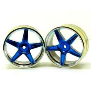    Chrome Front 5 Spoke Blue Anodized Wheels 2 Pcs