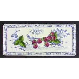  Gien Oiseau Bleu Fruit Handpainted Sandwich Tray Kitchen 