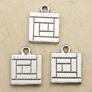 Log Cabin Quilt Pattern Square Pewter Charms Lot of 3  
