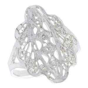 Sterling Silver Fancy Wire Work Filigree (Telkari) Ring, 13/16 (21mm 