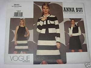 Vogue Pattern 2640 Anna Sui Jacket Dress Scarf Miss 10  