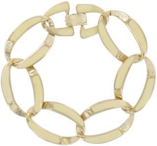 Gold Tone Cream Enamel Chunky Big Link Chain Bracelet  