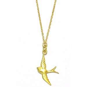  Tashi 14k Gold Vermeil Flying Bird Pendant Necklace 