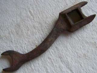 Vtg Old Tool Curved Wrench Box Square Nut Open End Farm Mechanic 