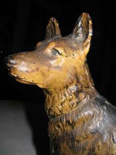 ANTIQUE HUBLEY GERMAN SHEPHERD CAST IRON POLICE DOG ART STATUE GARDEN 