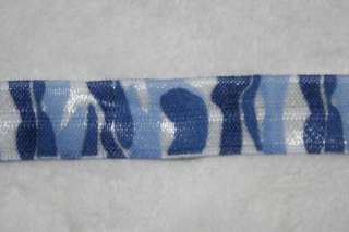 Blue Camoflauge camo foldover elastic trim FOE 5/8 BTY