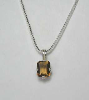 Imperial Orange Topaz Necklace, 3.66 Ct Octagon in S/S  