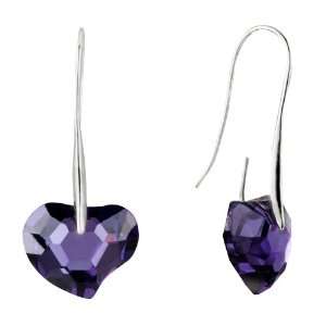  February Purple Heart Swarovski Crystal Earrings: Pugster 