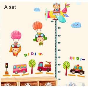   Decal Sticker  Transportation, Happy Baby Height Measure Growth Chart