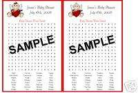 LITTLE CUPID BABY SHOWER PERSONALIZED WORD SEARCH GAME  