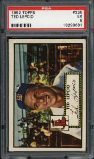 1952 Topps #335 Ted Lepcio PSA 5  