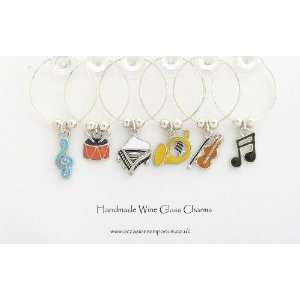  Music Themed Enamel Wine Glass Charms: Kitchen & Dining