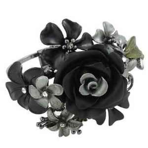 Fancy Antique Hematite Tone Vintage Style Black and Grey Rose Flower 