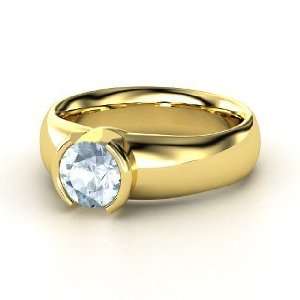  Adira Ring, Round Aquamarine 14K Yellow Gold Ring: Jewelry