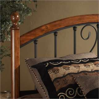   the burton way headboard elevates the traditional wood and metal bed