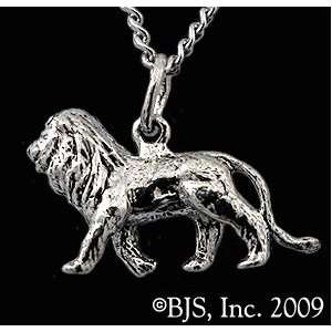 : Lion Necklace, Sterling Silver, 24 long rhodium plated chain, Lion 