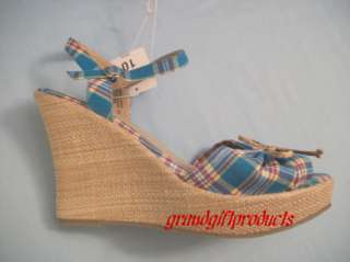 Womens Size 10 Fabric WEDGE SANDALS Shoes Heels NEW  