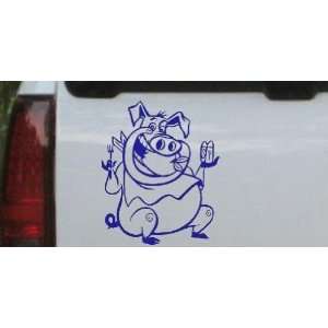Cute Pig BBQ Animals Car Window Wall Laptop Decal Sticker    Blue 10in 