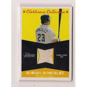 2009 Topps Heritage Adrian Gonzalez Clubhouse Collection Game Used Bat 