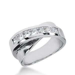 14k Gold Diamond Anniversary Wedding Ring 7 Princess Cut Diamonds 0.70 